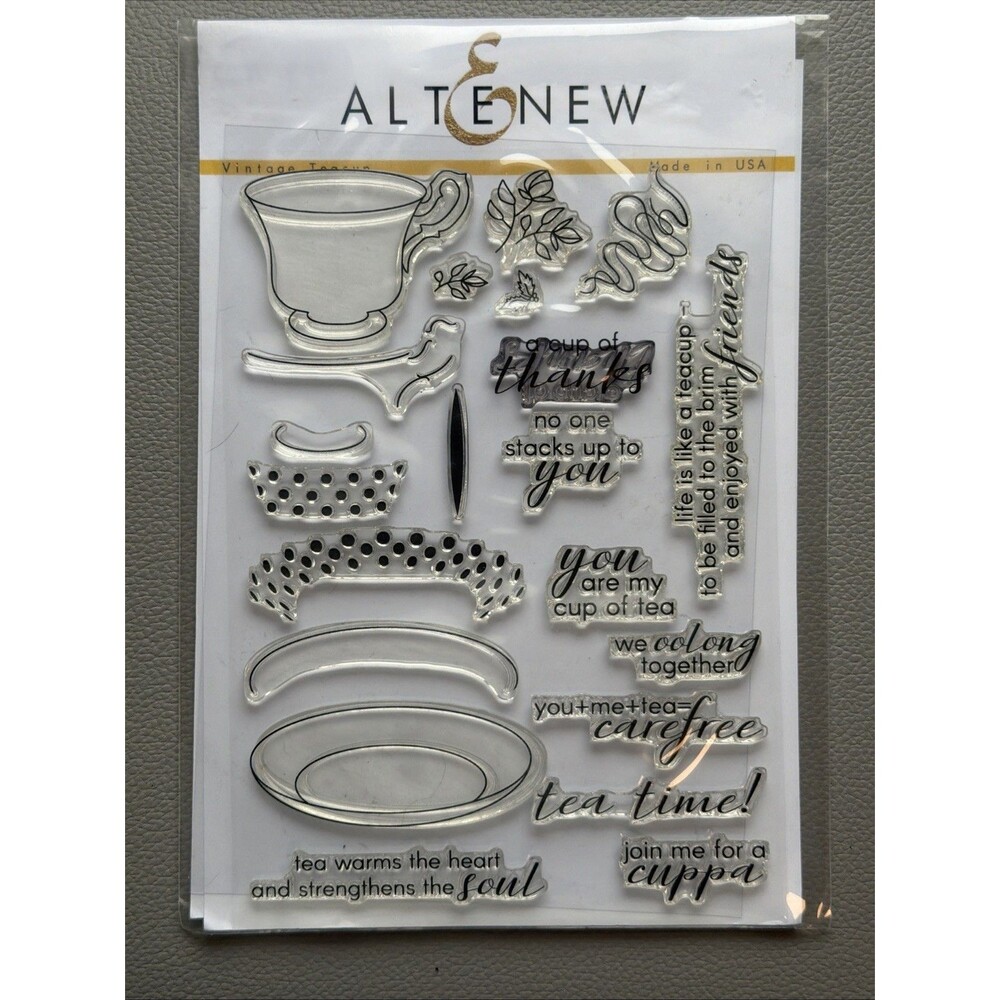 Altenew Vintage Teacup Photopolymer Stamp set Coffee Tea